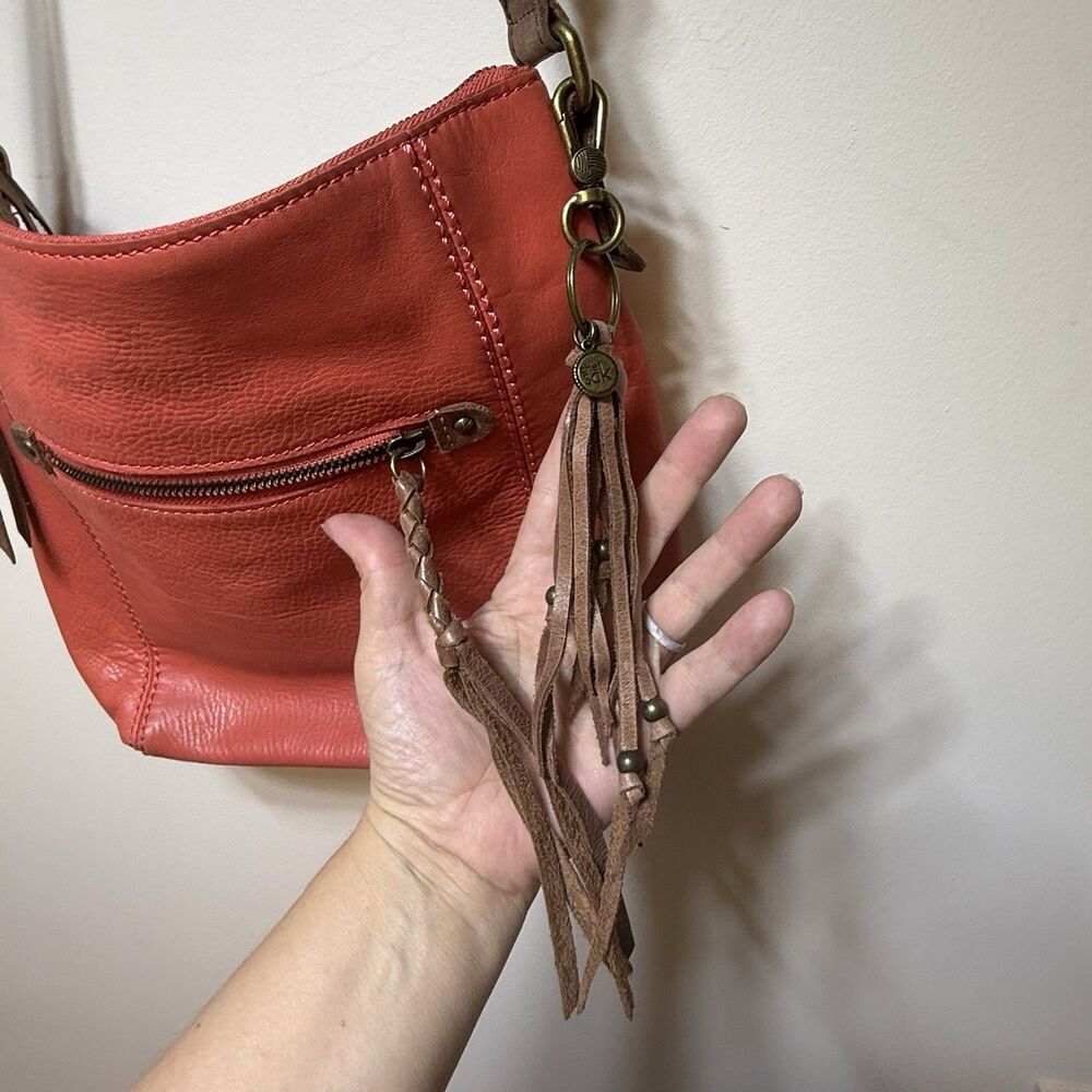 The Sak Ashland Pebbled Leather Crossbody Bag Nectar Orange 12 X 11 X 4” - Picture 3 of 7